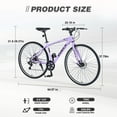 thumbnail image 5 of 700C Road Bike with Disc Brakes, 7 Speed Hybrid Bike, Bicycle for Adult Women Men, City Bike Suit for Rider 5'3"-5'8", Purple, 5 of 6