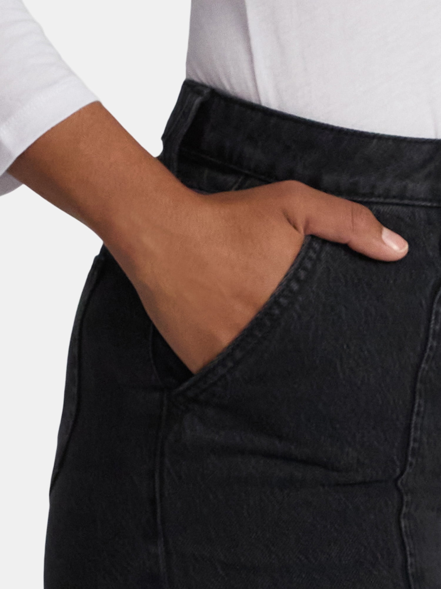 Time and Tru Women's Wide Leg Cargo Jeans, 31" Inseam, Sizes 0-20