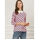 thumbnail image 3 of INSPIRE CHIC Disfraz de Halloween para mujer Polka Dots Contraste Peter Pan Collar Top 3/4 Mangas Blusa Camisa Rosa M, 3 of 6