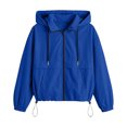 thumbnail image 5 of Ihhxva Jacket for Women Hooded Windbreaker with Drawstring Zip-Up Outerwear, Lightweight Rain Coat Pockets Outdoor Activities S-2XL, 5 of 9