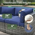 thumbnail image 4 of Aoxun 11 Piece Patio Furniture Set Wicker Rattan Patio Conversation Set Outdoor Sectional Sofa Set with Coffee Table and 4” Thickened Cushions, Blue(Waterproof Cover Included), 4 of 6