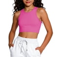 thumbnail image 2 of FASHOFT Girls Shirts Sporty Solid Color Cropped Sleeveless Top Elastic Comfy Summer Outdoor Leisure Daily Casual Youth Wear Girls Summer Tops Hot Pink 6-8 Years, 2 of 5
