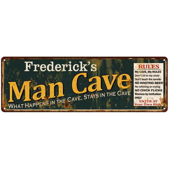 Frederick's Man Cave Rules Green Sign Decor Gift 6x18 206180005493