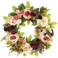 thumbnail image 1 of Delicaft - Corona de hortensia con peonías florecientes grandes, corona para puerta hecha a mano para decoración de pared del hogar (guirnalda de peonías) Ormromra CJWUS-4447, 1 of 8