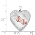 thumbnail image 3 of Lockets Sterling Silver Rhodium-plated Enameled Flowers & Butterfly Heart Locket, 3 of 3