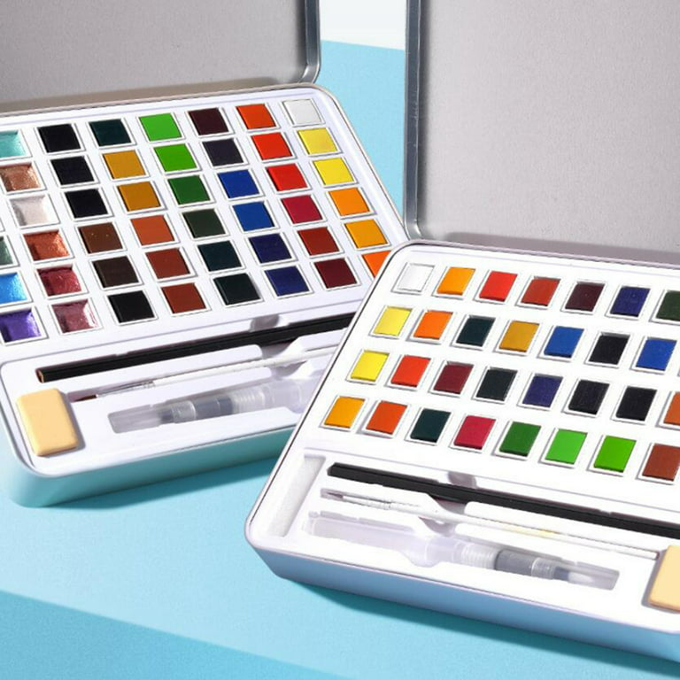  Artme Metallic Watercolor Paint Set, 24 Glitter Watercolor Pans  in A Metal Case with Palette and Water Brush Perfect for Artists,  Hobbyists, Students, Beginners : Arts, Crafts & Sewing