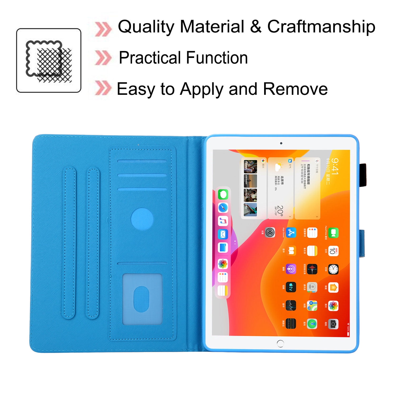 iPad 9.7 2018 Case, iPad 9.7 2017 Case, iPad Air 1 2 Case, Allytech PU Leather Folio Flip Kickstand Protection Auto Sleep Wake Pencil Holder Cover for Apple iPad 6th/5th Gen, iPad Air 1 2,Unicorn