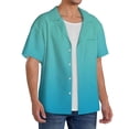 thumbnail image 2 of Gukieu Teal Turquoise Print Men's Short-sleeved Shirts, Button-down Pocket Shirts, T-shirts, Beach Vacation Travel Summer Clothing-Medium, 2 of 5