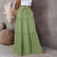 thumbnail image 2 of Women Long Skirt Fashion Solid Color Long Skirts Elastic Waist Faldas Loose Casual High Waist Saia Versatile Half-Body Dress, 2 of 8