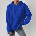 thumbnail image 3 of Women's Hoodies Long Sleeve Casual Solid Drawstring Hoodie Sweatshirts For Women Pullover, Jacquard Design Fall Winter Fashion with Soft Fabric for Cozy Wear,Blue,L, 3 of 7