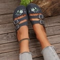 thumbnail image 4 of Women's Suede Clogs with Arch Support Floral Embroidery Slip On Wedge Platform Sandals Non Slip Close Toe Slides Blue Size 8, 4 of 8