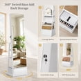 thumbnail image 3 of Skyhill 360°Swivel Jewelry Armoire, 60" Full Length Mirror Cabinet with 3 Rear Shelves, Bottom Drawer, White, 3 of 9