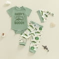 thumbnail image 2 of mgoYE Newborn Baby Boy Clothes Outfits Letter Prined Romper Pants Set Infant Baby Boy Clothing 0 3 6 9 12 18 Months(Green,12-18 Months), 2 of 5