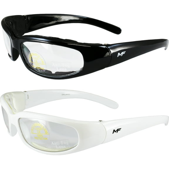 2 Pairs MF Chill Glasses (Black/White Frames, Clear Lens)
