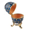 thumbnail image 1 of Boîte à bijoux vintage en forme d'œuf de Pâques émaillé, décoration artisanale (bleu), 1 of 3