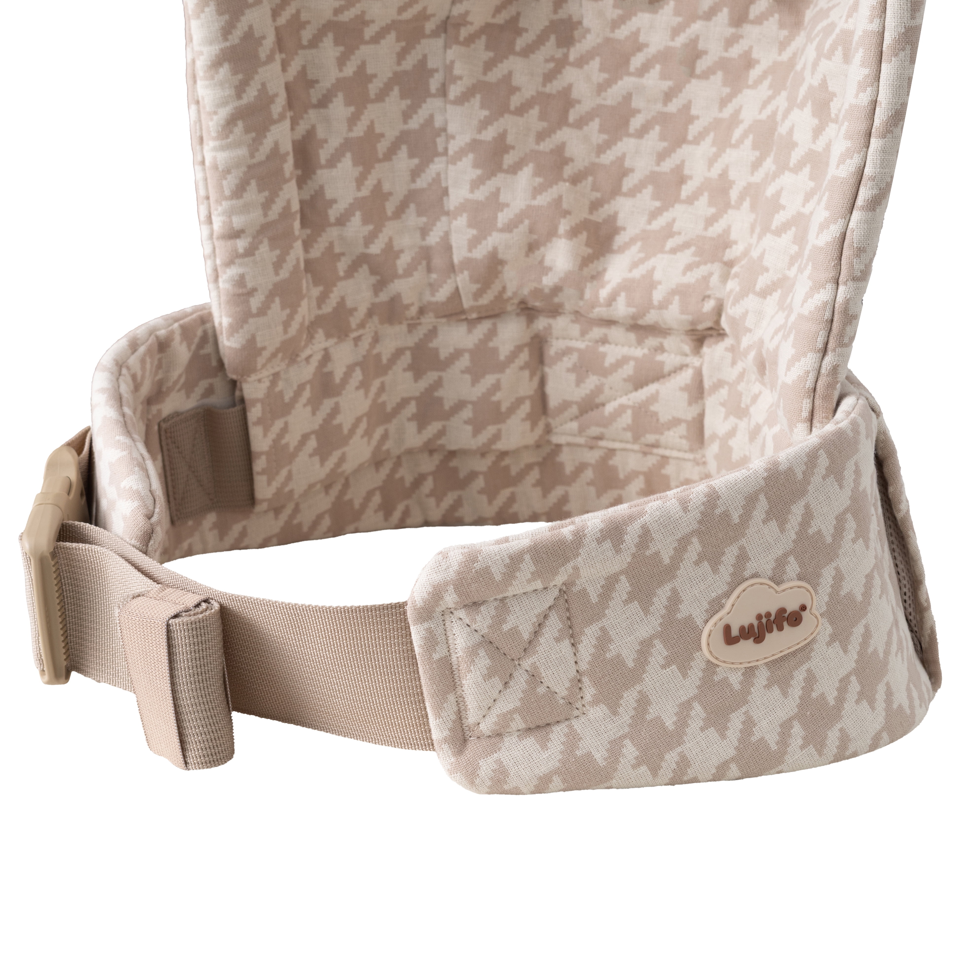 Lujifo Ergonomic Baby Carrier, Cotton-Linen Houndstooth, Khaki