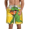 thumbnail image 2 of Uemuo T-Rex Playing Football Pattern Men's Swim Trunks Hawaiian Beach Bathing Suit Swimsuits Beach Quick-Dry Shorts with Pockets-, 2 of 9