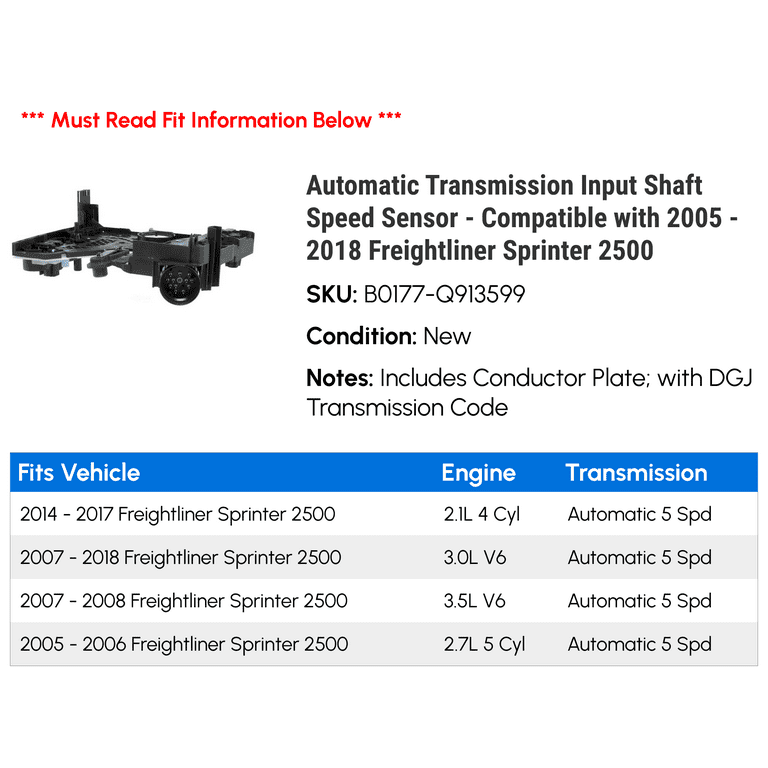 Automatic Transmission Input Shaft Speed Sensor - Compatible with