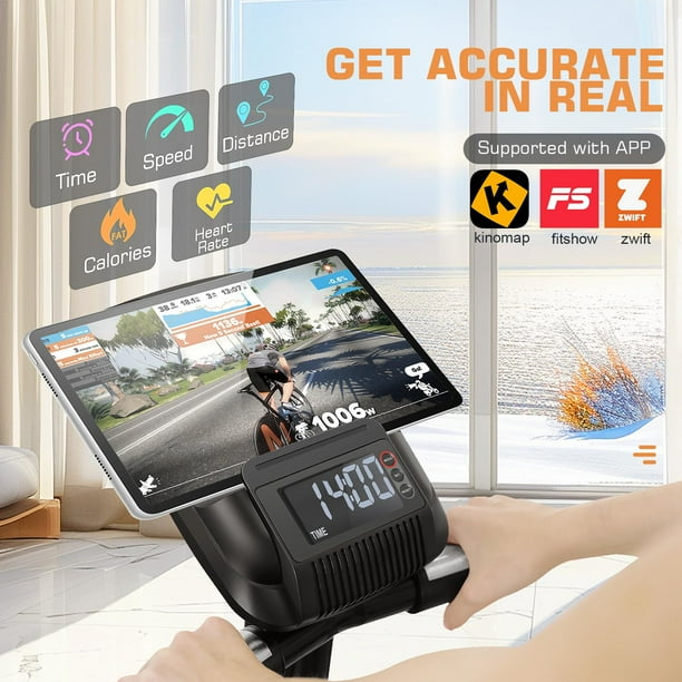 FUNMILY Elliptical Machine Elliptical Exercise Machine with Hyper Quiet Front Magnetic Driving System APP Elliptical Trainer for Home 400LBS Weight