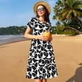 thumbnail image 4 of Honeii Panda1 Print Women’s Short Sleeve Dress, Comfortable Casual Dress, Soft Polyester Spandex Blend, Stylish Everyday Wear for Summer, Perfect for Travel and Vacation, 4 of 6