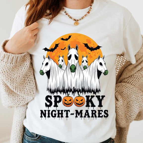 Halloween Spooky Night-Mares Horse, Cute Ghost Horse Shirt, Spooky Horse Shirt, Halloween Spooky Ghost Horse Shirt, Funny Retro Halloween Shirt