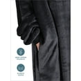 thumbnail image 5 of Bare Homey Adult Size Microplush Wearable Blanket - Long Length - Zipper Side Pockets, Black, 5 of 9
