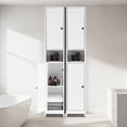 thumbnail image 7 of Tall Narrow Bathroom Storage Cabinet. 67 Inch Farmhouse Organizer with Sliding Barn Doors. Drawer & Adjustable Shelves. Bathroom Storage for Kitchen. Living Room. Hallway, 7 of 7