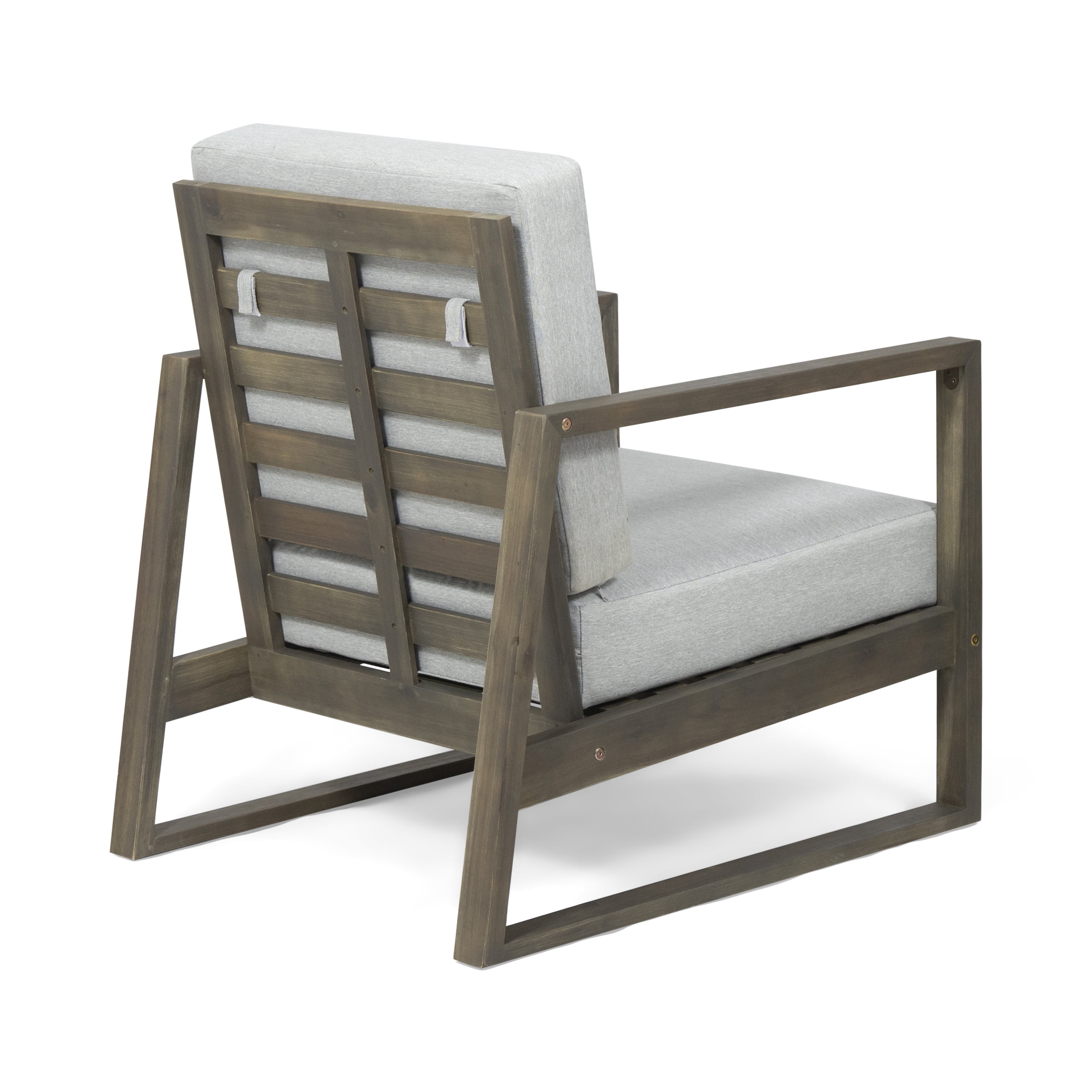 Muad Outdoor Acacia Wood 4 Seater Chat Set with Coffee Table, Gray and Light Gray