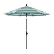 Pemberly Row Skye 9' Bronze Patio Umbrella in Sunbrella 1A Seville Seaside