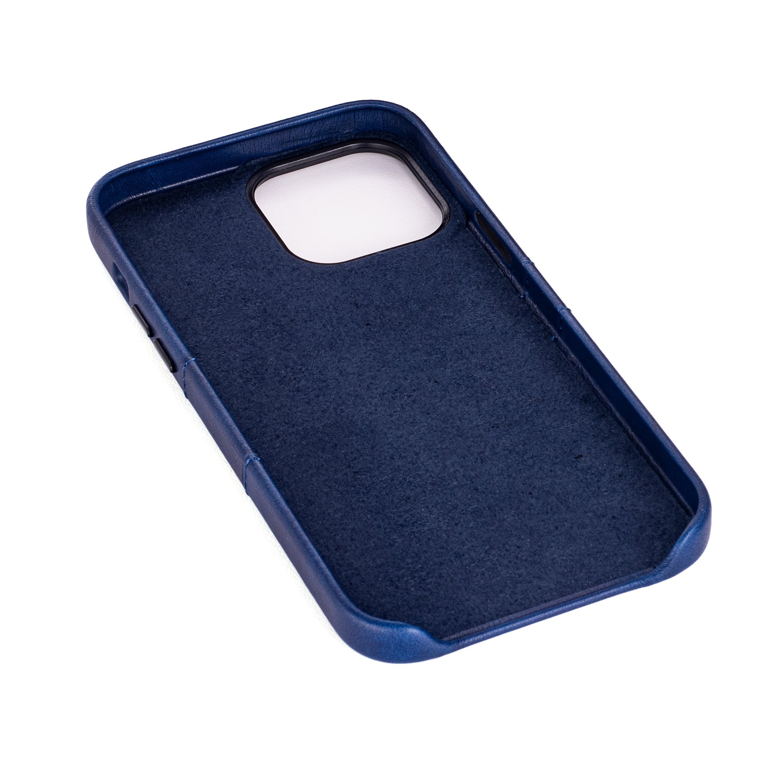 Dockem iPhone 13 Pro Max Exec M2 Wallet Case; Built-in Metal Plate, 2 Card Slots, Premium Synthetic Leather, Navy Blue