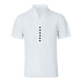 thumbnail image 5 of New Summer Arrivals YLSDY Men's Henley T-Shirts Short Sleeve Classic Tops Band Collar Casual Basic Tees Button Summer Trendy White S, 5 of 9