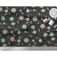 thumbnail image 3 of Soimoi Black Cotton Duck Fabric Planet & Stars Galaxy Printed Fabric 1 Yard 56 Inch Wide, 3 of 3