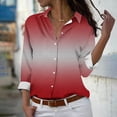 thumbnail image 2 of cfhntfmh Women's Button down Shirts Lounge Striped Print Long Sleeve Collared Blouses Fall Loose Work Tops, 2 of 4