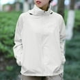 thumbnail image 2 of WTOBBY Women's Solid Color Hooded Windbreaker Jacket - UPF 50+ Sun Protective Long Sleeve Coat for Outdoor Sports, Daily Wear and Travel ,White L, 2 of 5