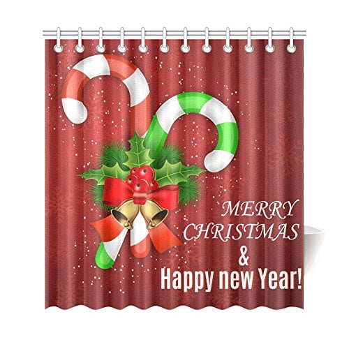 Gckg Christmas Candy Cane Shower Curtain Hy New Year Polyester Gckg Christmas Candy Cane Shower Curtain Hy New Year Polyester Fabric Bathroom Sets 60x72 Inches
