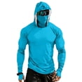 thumbnail image 2 of Long Sleeve Sun Shirt Men UPF 50+ Rash Guard Cooling Fishing Hoodies with Mask Casual Summer UV SPF Hiking Blouses, M, 2 of 10