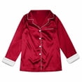 thumbnail image 5 of GPOECD Christmas Pajamas for Family Two Piece Long Sleeve Lapel Top and High Waist Pants for Family Outfits Pajama Set Winter for Mom,Red,S, 5 of 7