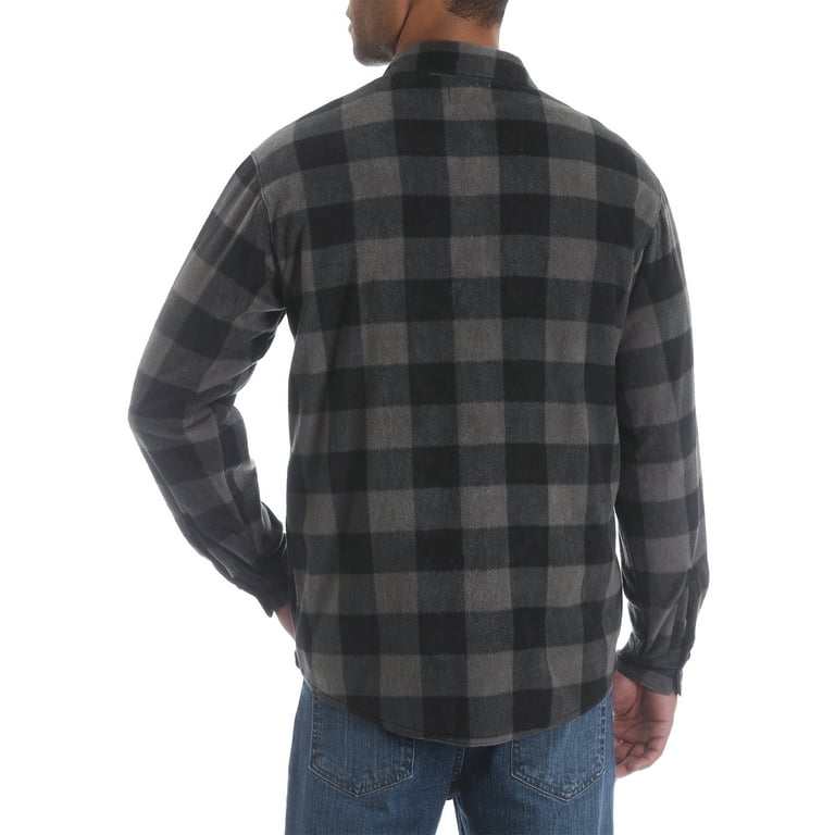 Wrangler men's long sleeve plaid wicking fleece shirt sale