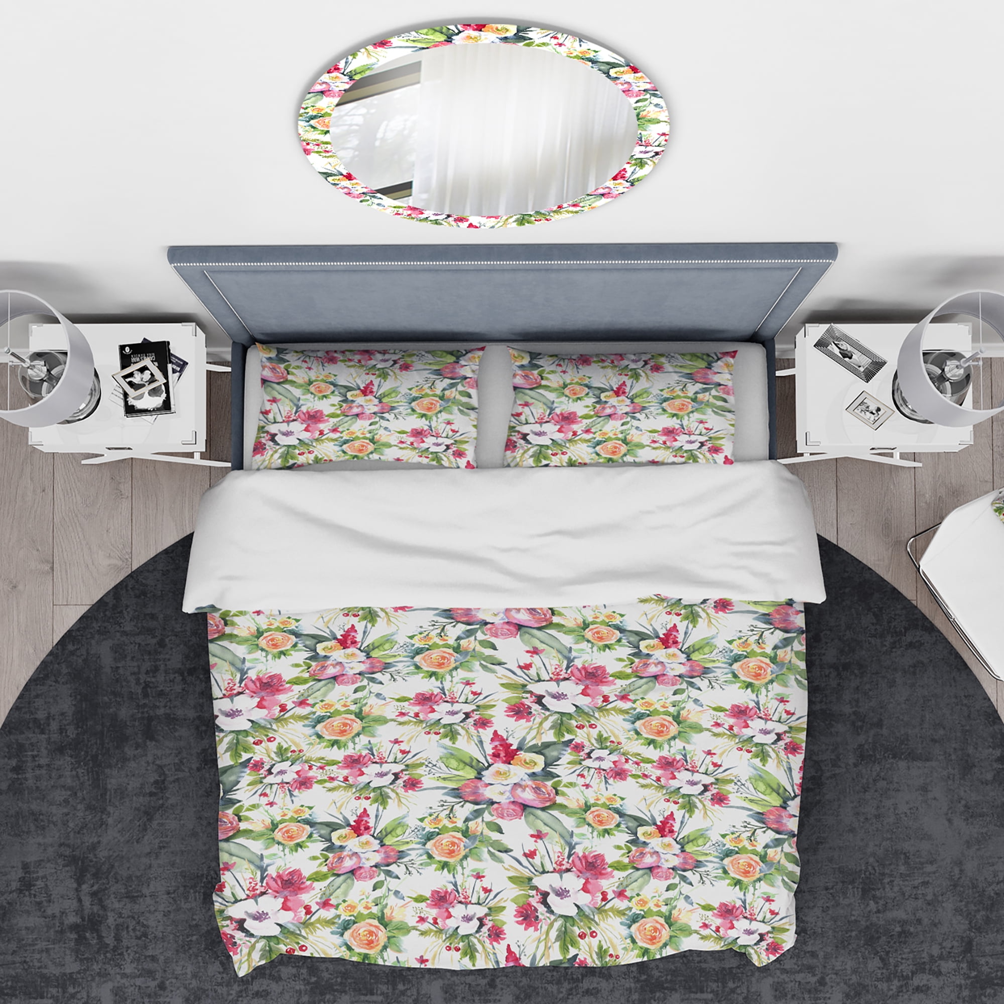 Designart 'Summertime Wedding Flowers Red White & Yellow' Traditional Duvet Cover Set