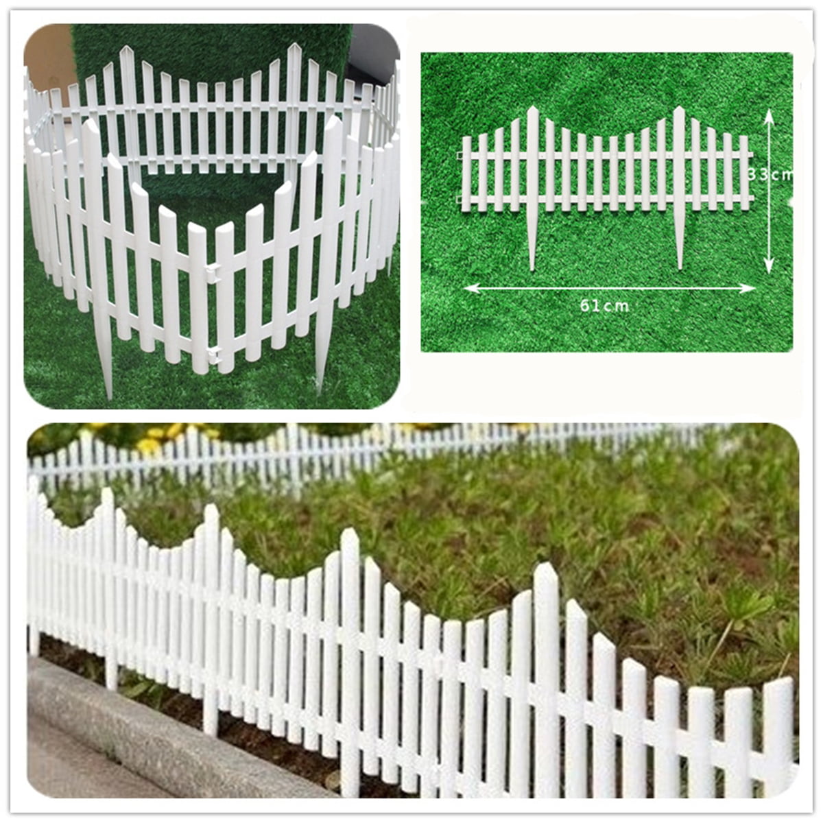 12Pcs Garden Fence Border Fencing Edging Pannels Outdoor Landscape Decor White 