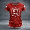 thumbnail image 2 of Women's Independence Day T-Shirts 250th Anniversary USA Flag Map Print Retro Floral Embroidery Short Sleeve Crewneck 4th of July Casual Tees, #01 Wine, M, 2 of 3