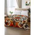 thumbnail image 3 of Full Flat Sheet Only Vintage Ethnic Flower Texture Soft Microfiber Cooling Bedding Sheets Abstract Tribal Geometric Art Flat Bed Sheet, 3 of 9
