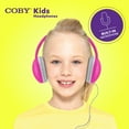 thumbnail image 3 of Coby Wired Kids Headphones | Lightweight Earphones with Microphone | Volume Limiting 85dB | Headset for Children| Isolation | On-Ear Kids Headphones for Kids for School (Pink), 3 of 5