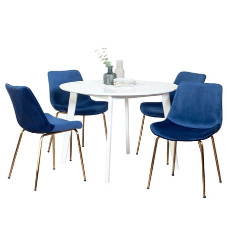 White Round Dining Table - Four Golden - leg Chairs - Dining Corner - Aesthetic & Sturdy