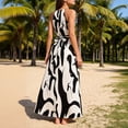 thumbnail image 5 of GUACER Maxi Dress for Women Halter Neck Abstract Print Sleeveless Backless Sundress Boho Flowy High Waist Resort Wear Beach Vacation Outfit, 5 of 7