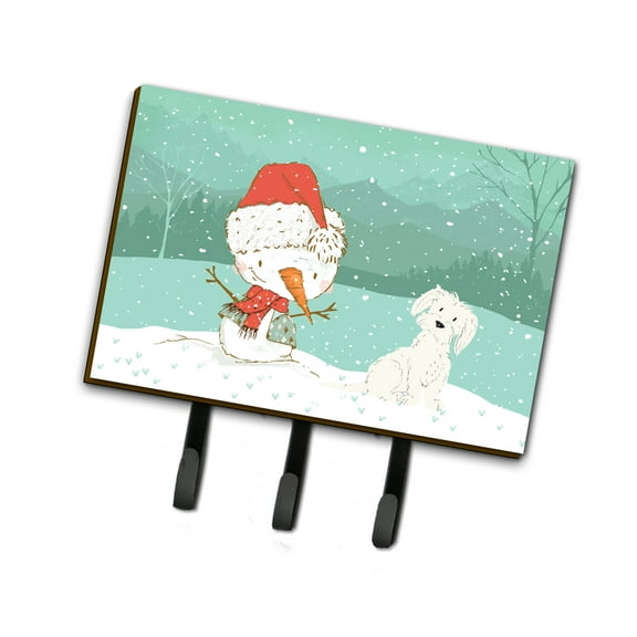 Maltese Snowman Christmas Leash or Key Holder