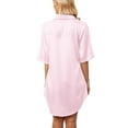 thumbnail image 3 of Anygrew Womens Nightgown Satin Button Down 3/4 Sleeve Sleepshirt Boyfriend Notch Collar Nightshirt Sleepwear, 3 of 7