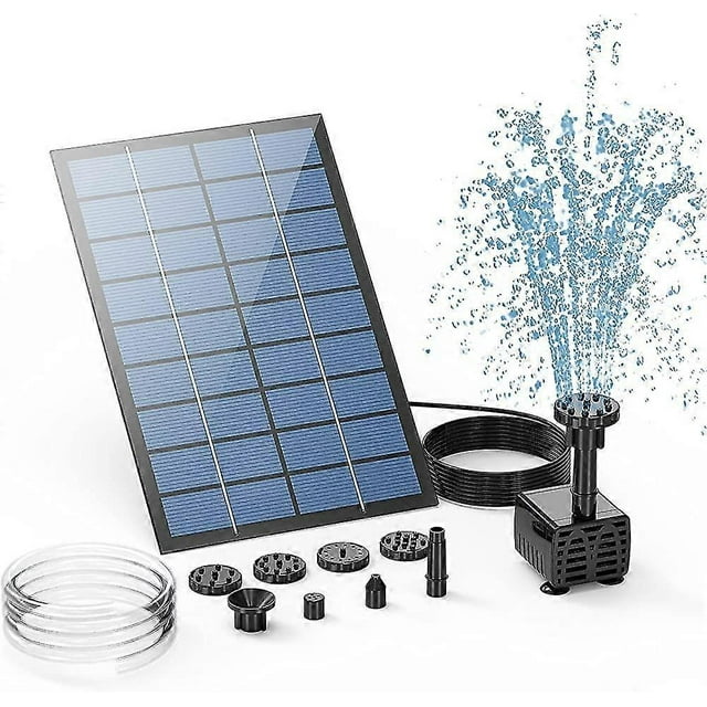 2.5w Solar Fountain, Outdoor Solar Garden Fountain, With 6 Nozzles Diy Design_Perfect Gift