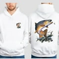 thumbnail image 5 of Brown Trout Fisherman Double Sided Hoodie – Fly Fishing Outdoor Adventure Pullover, Nature Lover Sweatshirt for Men and Women, 5 of 7