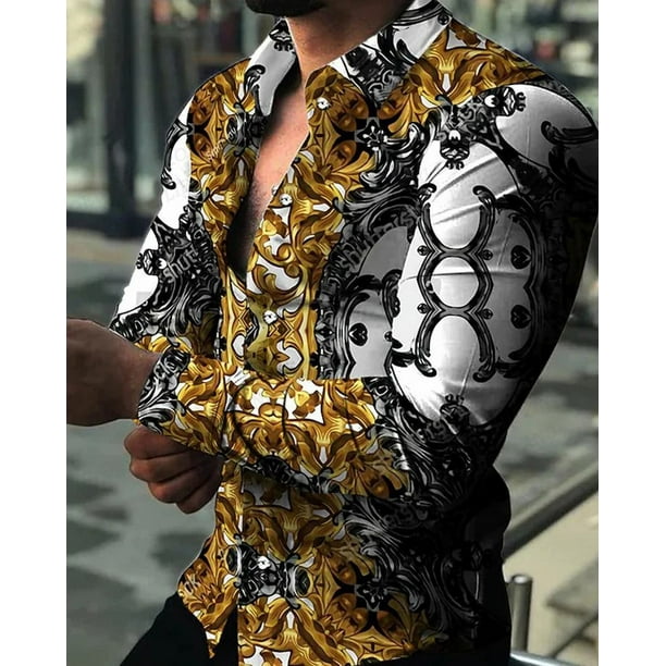Camisas hawaianas con estampado floral en 3D camisas de moda para hombre blusas casuales de manga larga para playa blusas con solapa ropa para hombre
